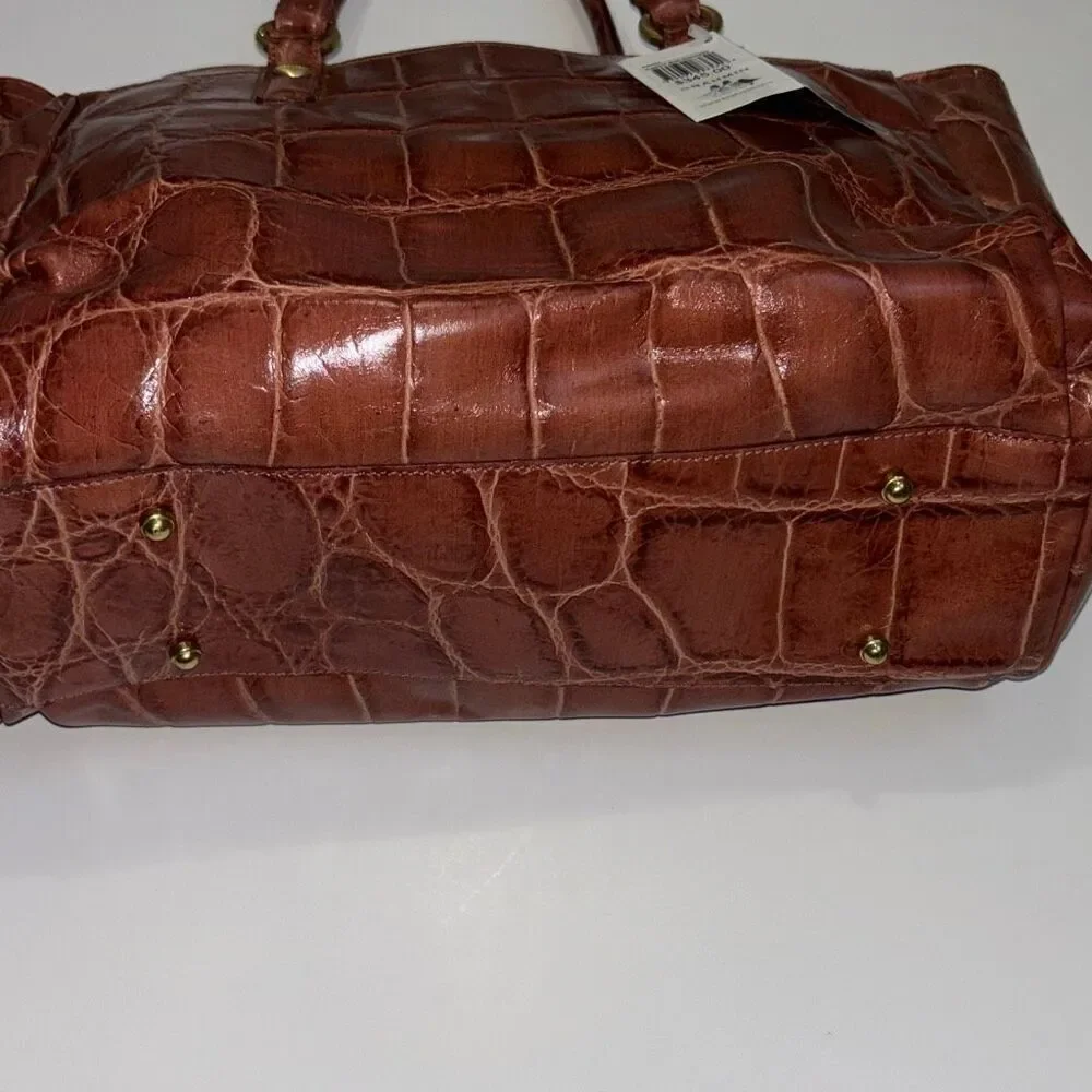 NWT Brahmin Adelle Cameo Soft Honeybee Moc Croc Leather purse bag satchel